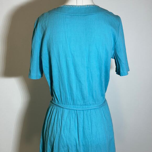 Denim & Company D & Co Blue Embroidered Floral Belted Maxi Dress Womens Small S - Picture 9 of 11
